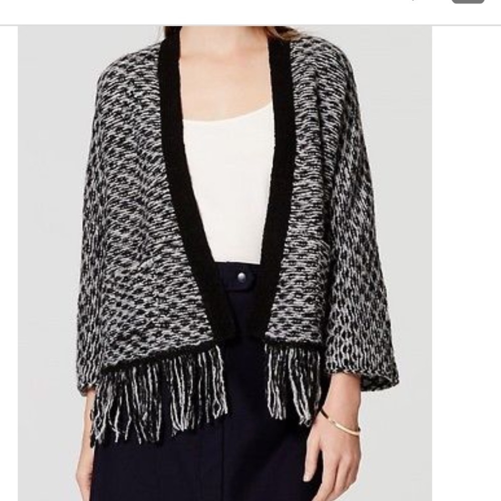 New - LOFT fringe open cardigan
